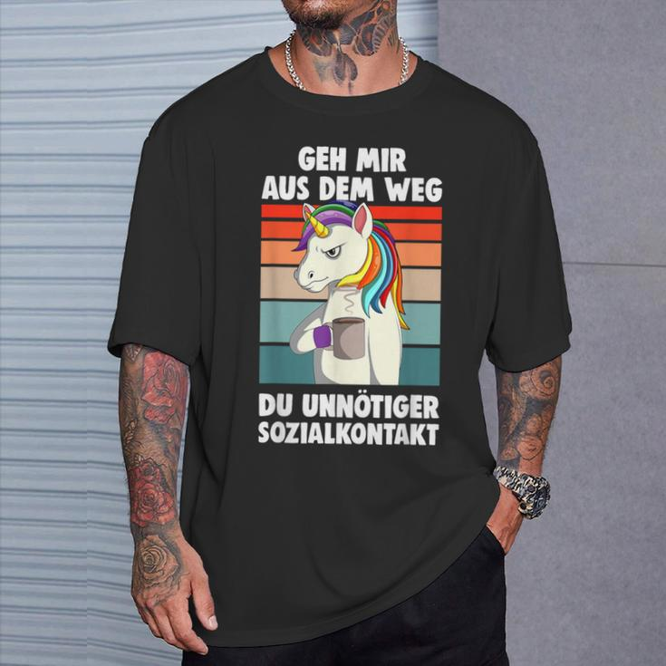 Unicorn Geh Mir Aus Dem Weg Du Unnötiger Sozialkontakt German S T-Shirt Geschenke für Ihn