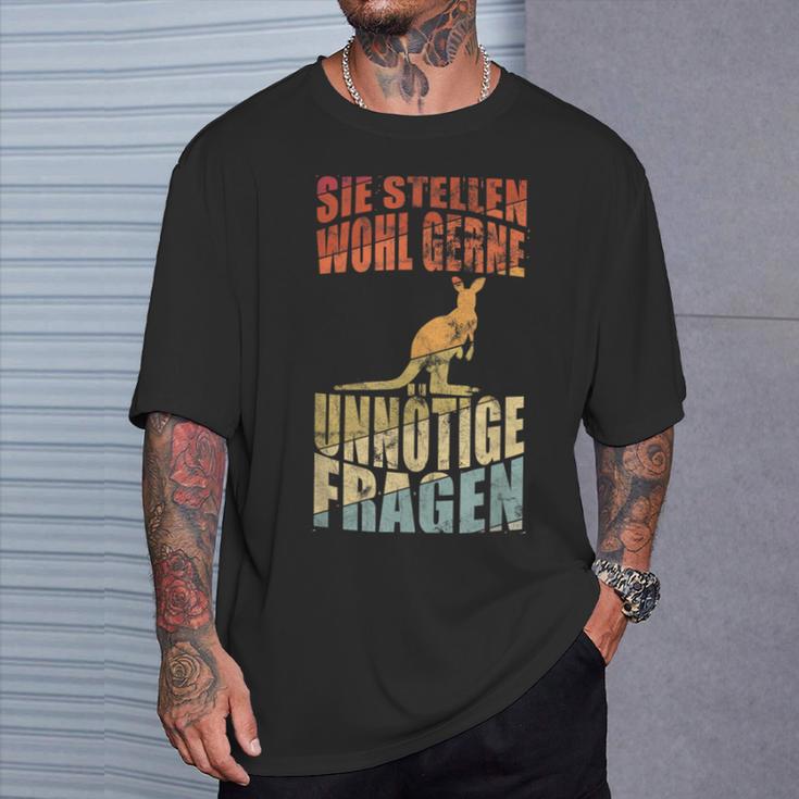 Unnötige Fragen Retro Känguru T-Shirt Geschenke für Ihn