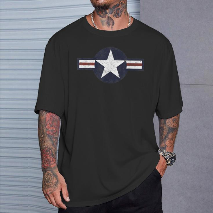 Us Airforce Star Roundel Distressed Veteran T-Shirt Gifts for Him