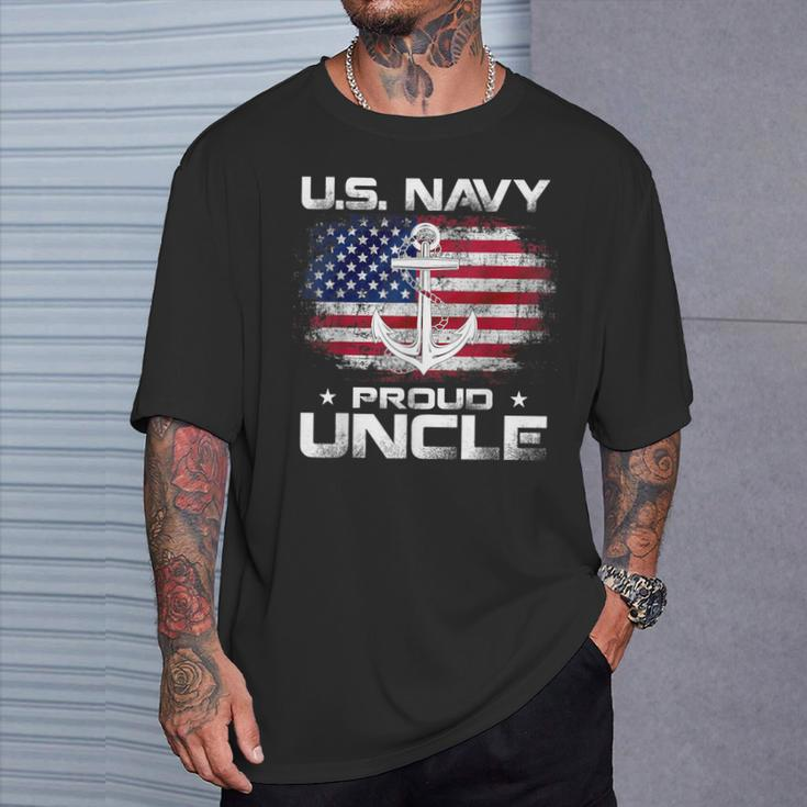 Us Navy Proud Uncle With American Flag Veteran Day T-Shirt Gifts for Him