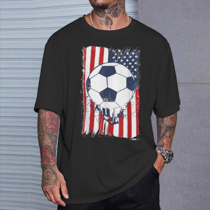 Us Soccerball Usa Flag Football T-Shirt Gifts for Him