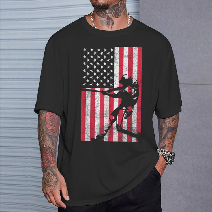 Usa American Flag Baseball Red White Blue 4Th Of July Top T-Shirt Gifts for Him