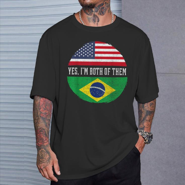 Usa Flag Brazil Heritage Dna T-Shirt Gifts for Him