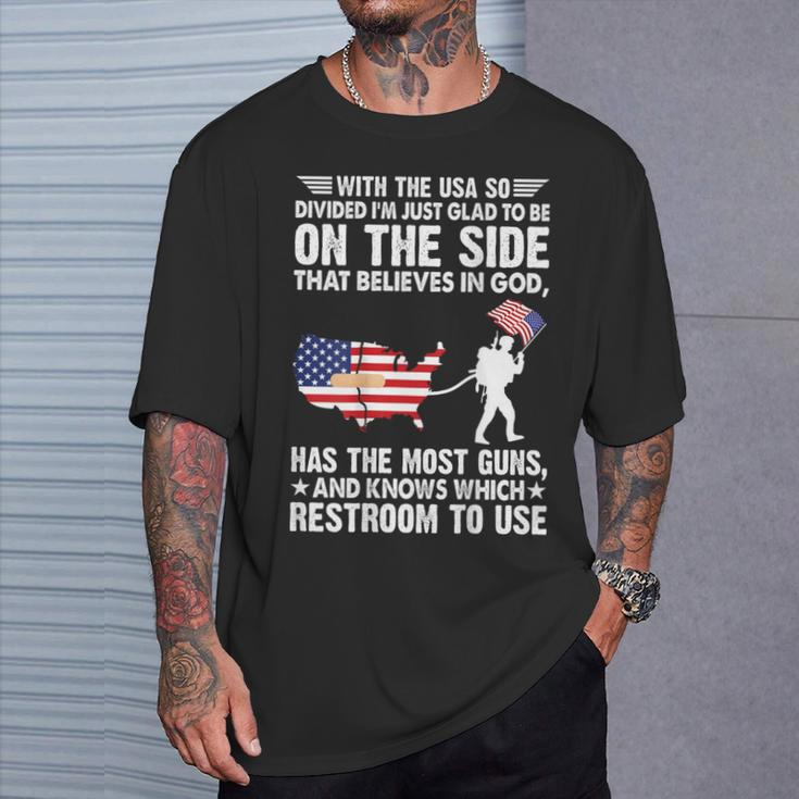 With The Usa So Divide I'm Just Glad To Be On The Side -Back T-Shirt Gifts for Him