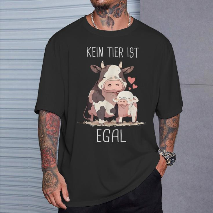 Vegetarier Kein Tier Ist Egal Veganer Kuh Schwin German T-Shirt Geschenke für Ihn