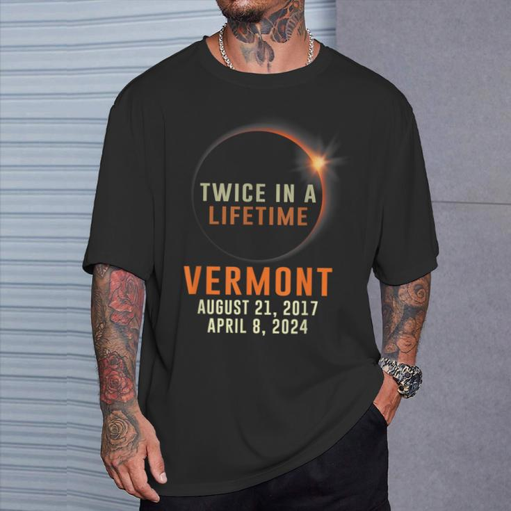 Vermont Total Solar Eclipse 2024 Twice In A Lifetime T-Shirt Gifts for Him