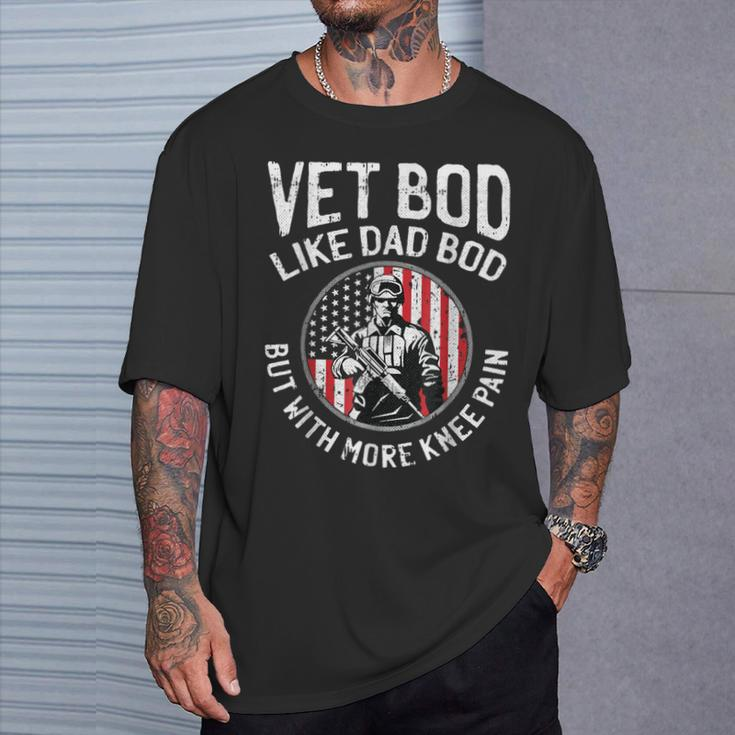 Vet Bod Like Dad Bod Veteran Army Military Usa Flag T-Shirt Gifts for Him