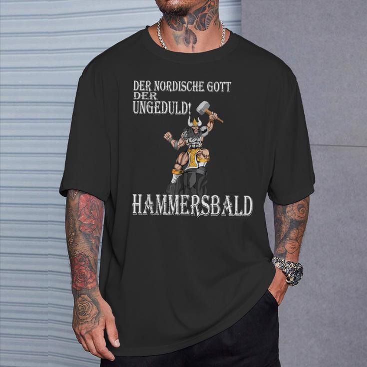 Viking Nordic God Of Impatience Hammersbald Fighter T-Shirt Geschenke für Ihn