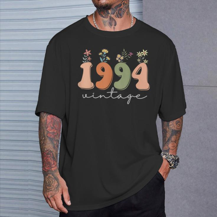 Vintage 1994 Wildblumen 29 Jahre Alt 29 Geburtstag Frauen T-Shirt Geschenke für Ihn