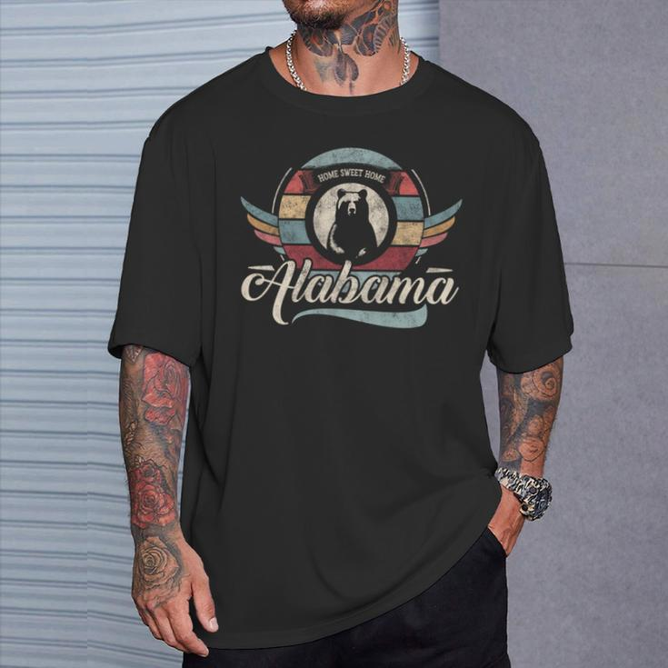 Vintage Alabama Retro Cool State Sweet Home Black Cute Bear T-Shirt Gifts for Him