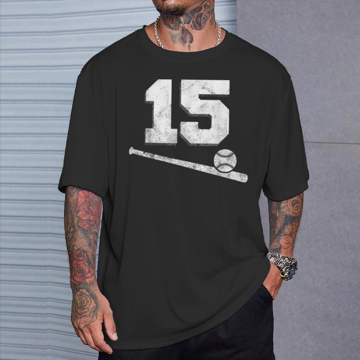 Vintage Baseball Jersey Number 15 Player Number T-Shirt Gifts for Him