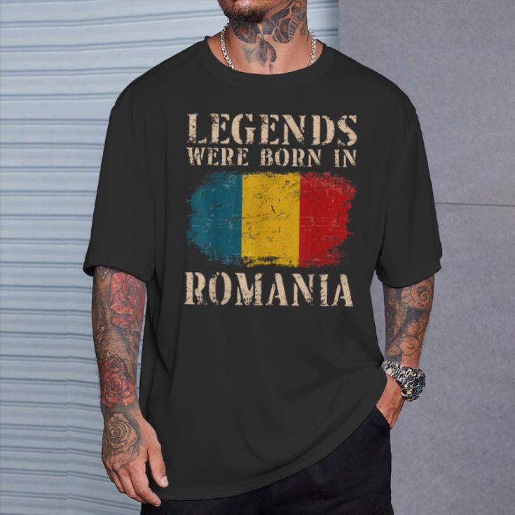 Vintage Romanian Flag Legends Were Born In Romania T-Shirt Gifts for Him