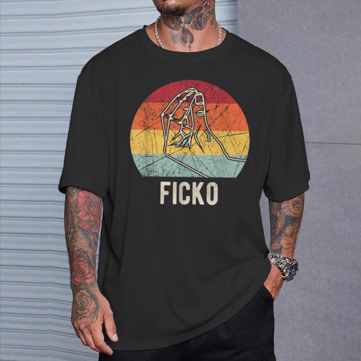 Vintage Du Bisch Ein Ficko Italian Gesture Handmark T-Shirt Geschenke für Ihn