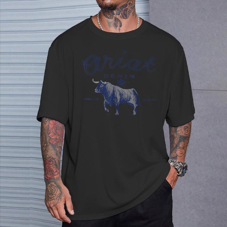 Vintage Inspiriert Ariat Denim Bull Western Flair T-Shirt Geschenke für Ihn