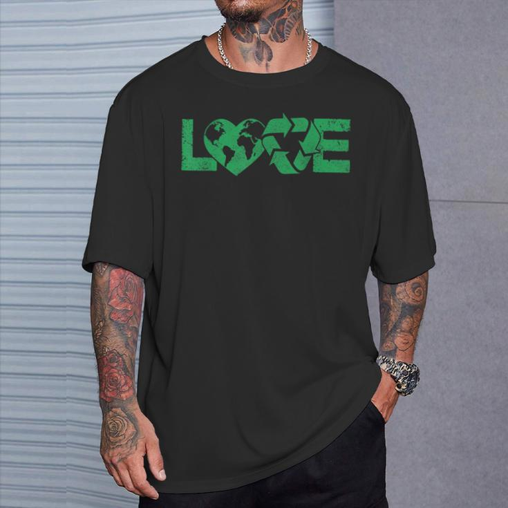 Vintage Love Earth Day April 22 2024 Recycle Save The Planet T-Shirt Gifts for Him