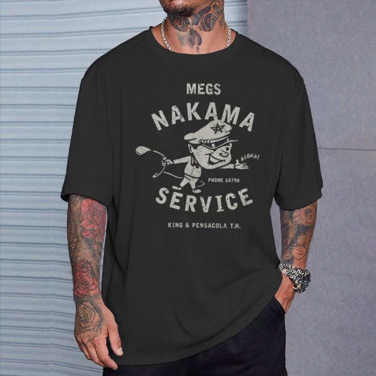 Vintage Megs Nakama Gas Station Reversed Clay Attendant T-Shirt Gifts for Him