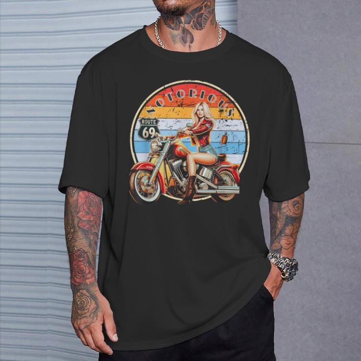 Vintage Motorbike Sexy Pin-Up Biker T-Shirt Gifts for Him