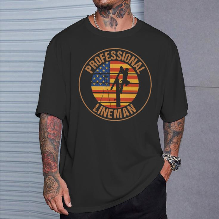 Vintage Patriotic Professional Lineman T-Shirt Gifts for Him
