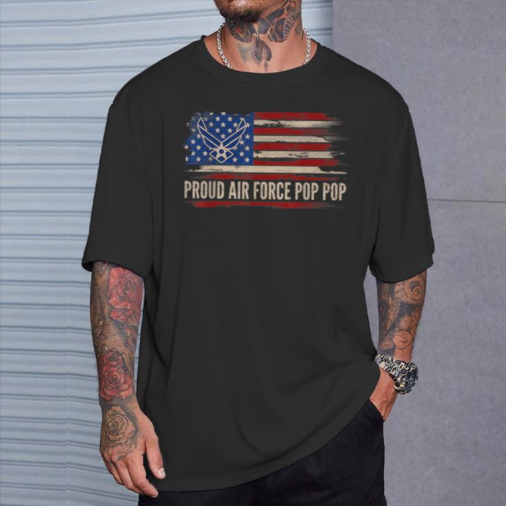 Vintage Proud Air Force Pop Pop American Flag Veteran T-Shirt Gifts for Him