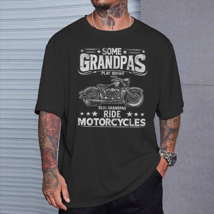 Vintage Real Grandpas Ride Motorcycles Biker Dad Mens T-Shirt Gifts for Him
