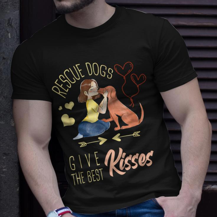 Vintage Rescue Dogs Give The Best Kisses Adopted Dog Lovers T-Shirt Gifts for Him