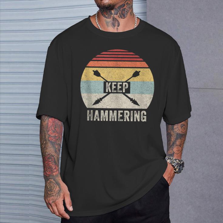 Vintage Retro Keep Hammering Archery Motivational T-Shirt Gifts for Him