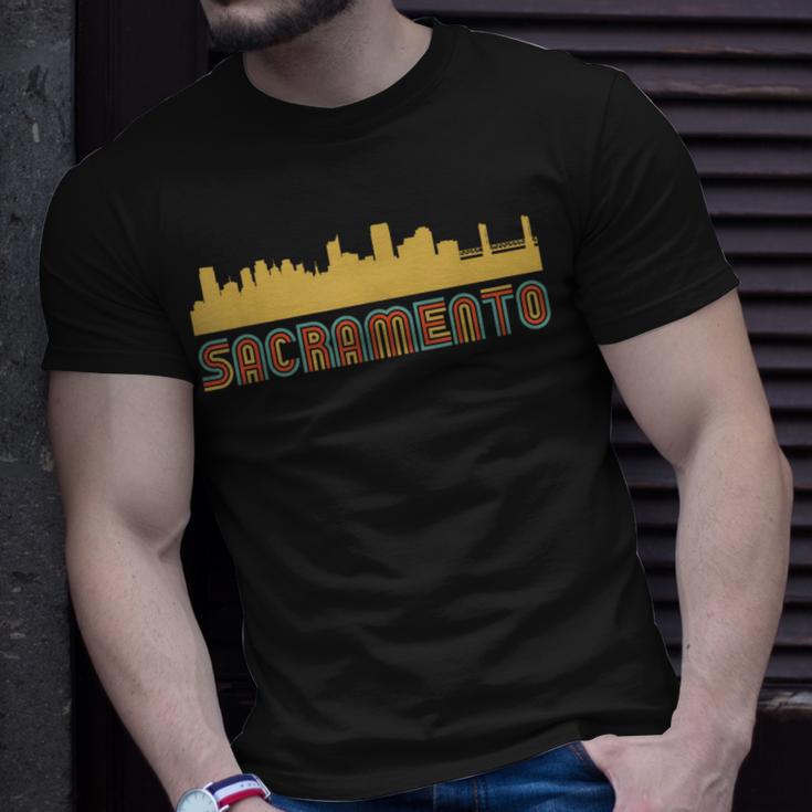 Vintage Retro Sacramento California Skyline T-Shirt Gifts for Him