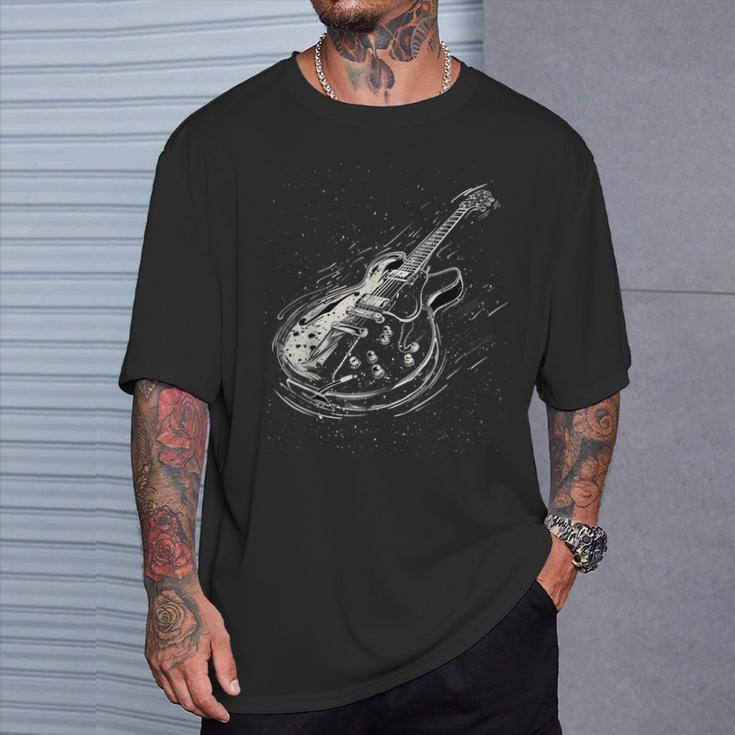 Vintage Rock Music Lover Distressed Guitar Rocker Spirit T-Shirt Gifts for Him