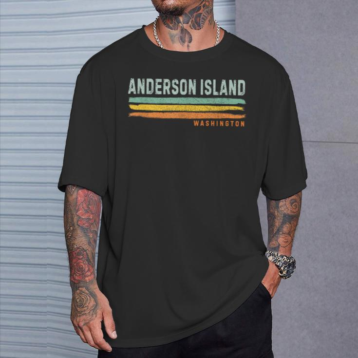 Vintage Stripes Anderson Island Wa T-Shirt Gifts for Him