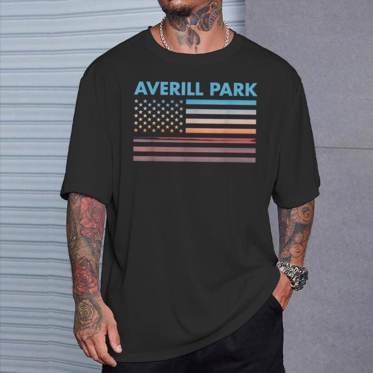 Vintage Sunset American Flag Averill Park New York T-Shirt Gifts for Him