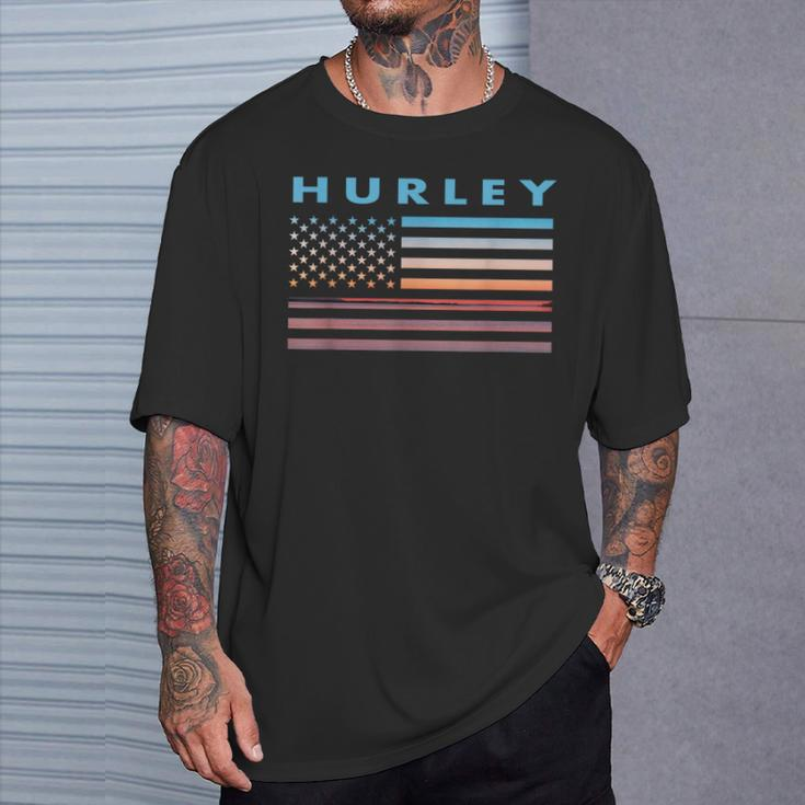 Vintage Sunset American Flag Hurley Mississippi T-Shirt Gifts for Him