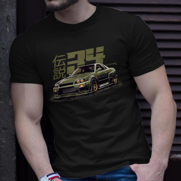 Vintage Urban Green Legendary Skyline R34 Jdm T-Shirt Gifts for Him