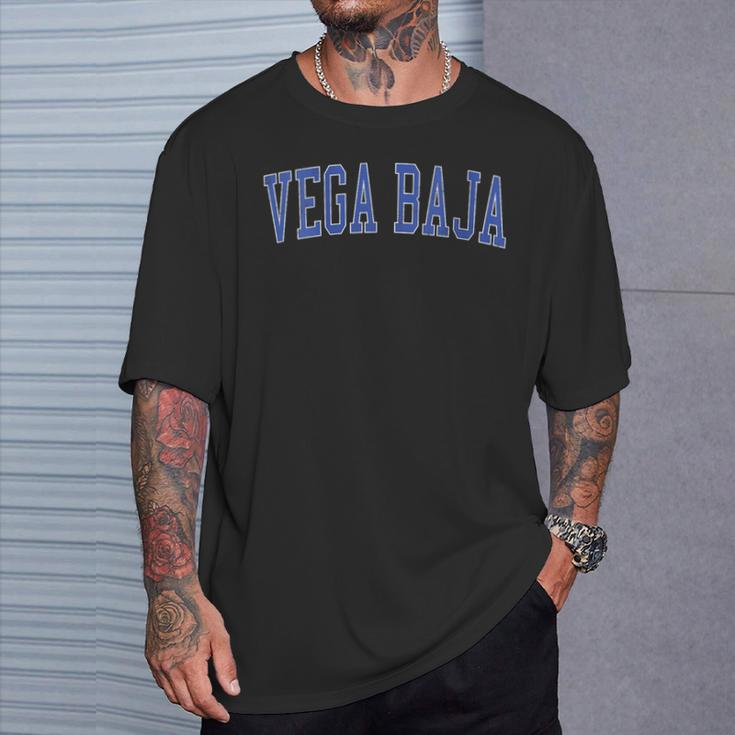 Vintage Vega Baja Pr Distressed Blue Varsity Style T-Shirt Gifts for Him