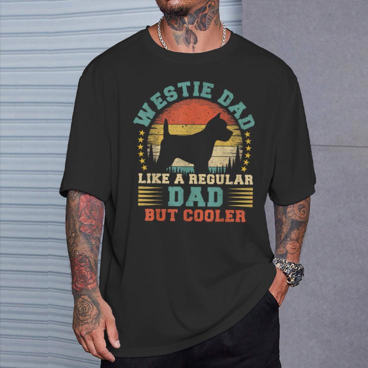 Vintage Westie Dad Like A Regular Dad Westie Father's Day T-Shirt Gifts for Him