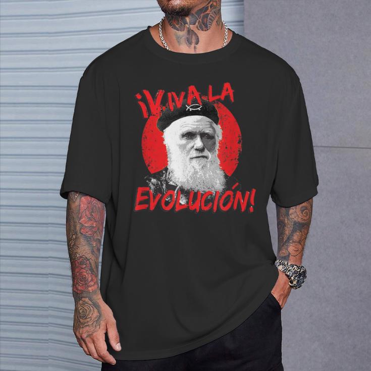 Viva La Evolución Darwin Camiseta unisex Regalos para él