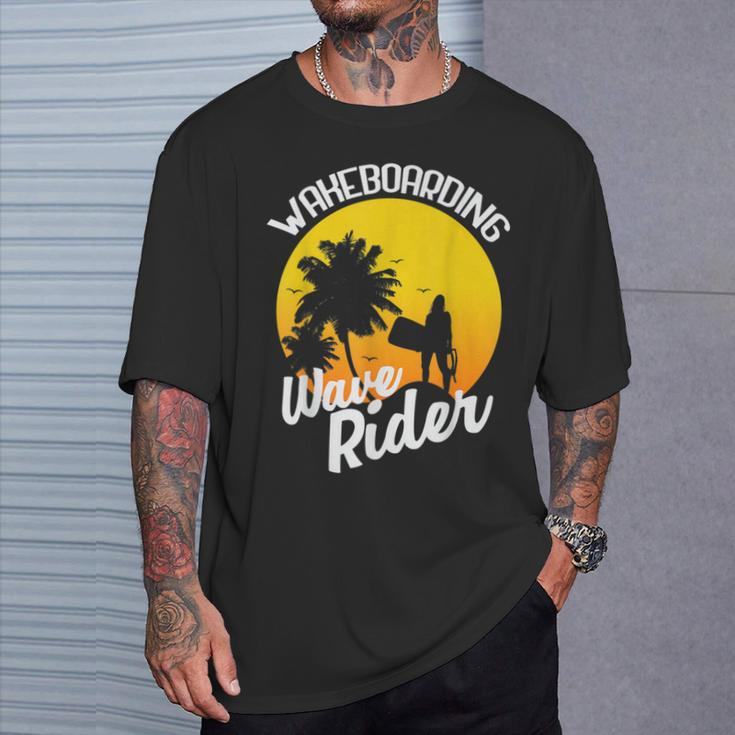 Wakeboarding Wave Rider On The Beach T-Shirt Gifts for Him