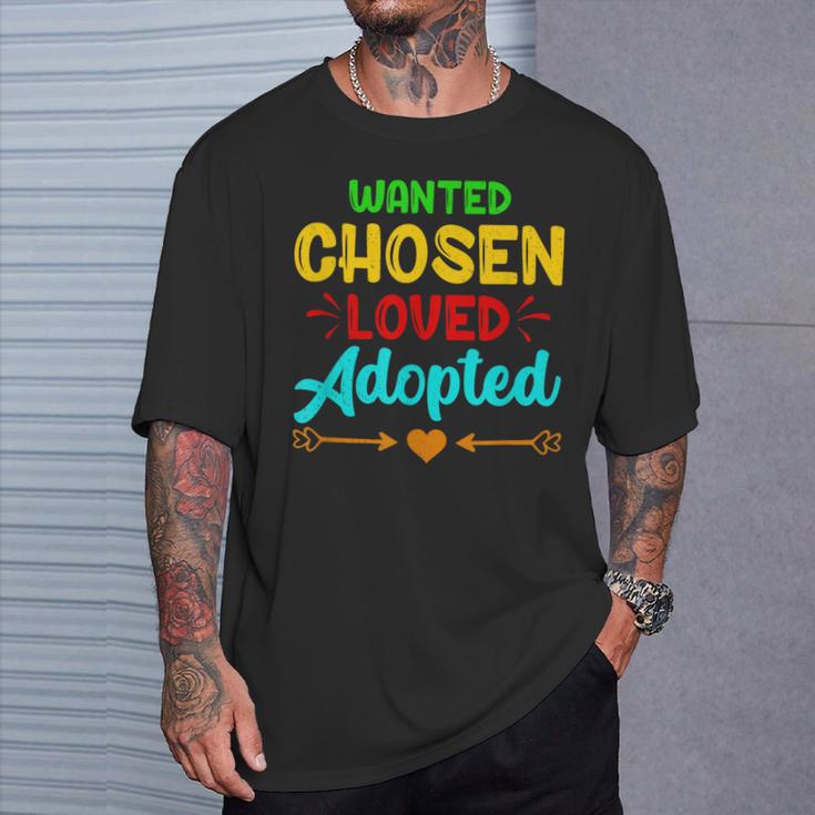 Wanted Chosen Loved Adopted Proud Foster Care Month T-Shirt Gifts for Him