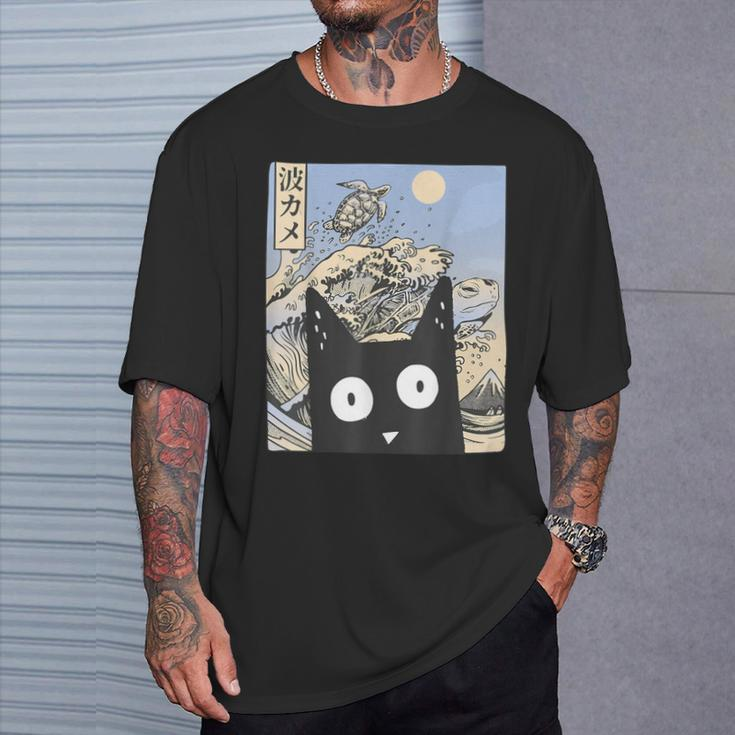 Wave Kawaii Cat Japanese Vintage Aesthetic Altcute Anime T-Shirt Gifts for Him