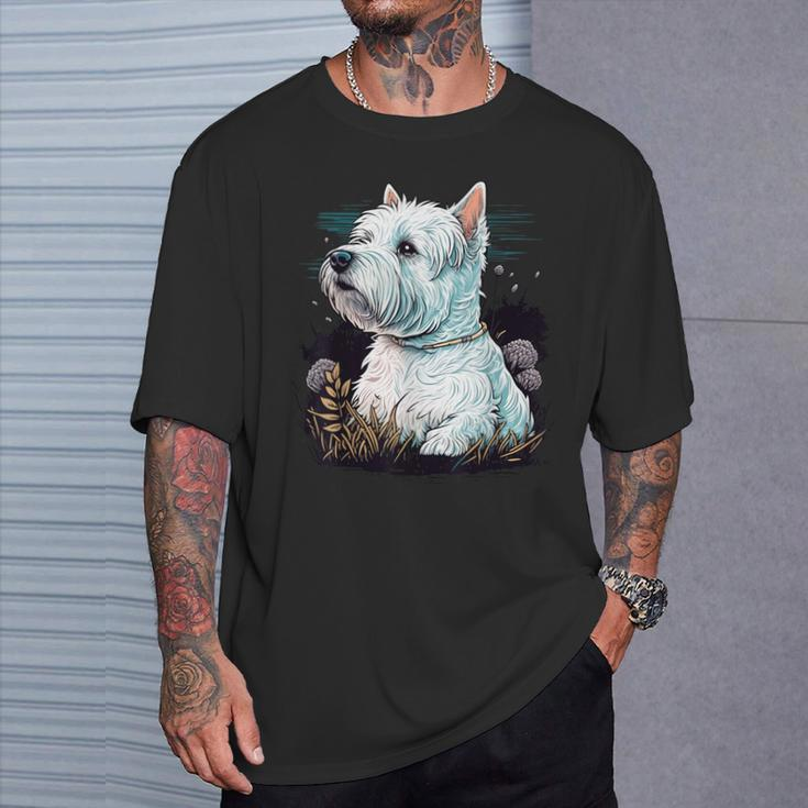 West Highland Terrier Dog On Westie Lover T-Shirt Geschenke für Ihn