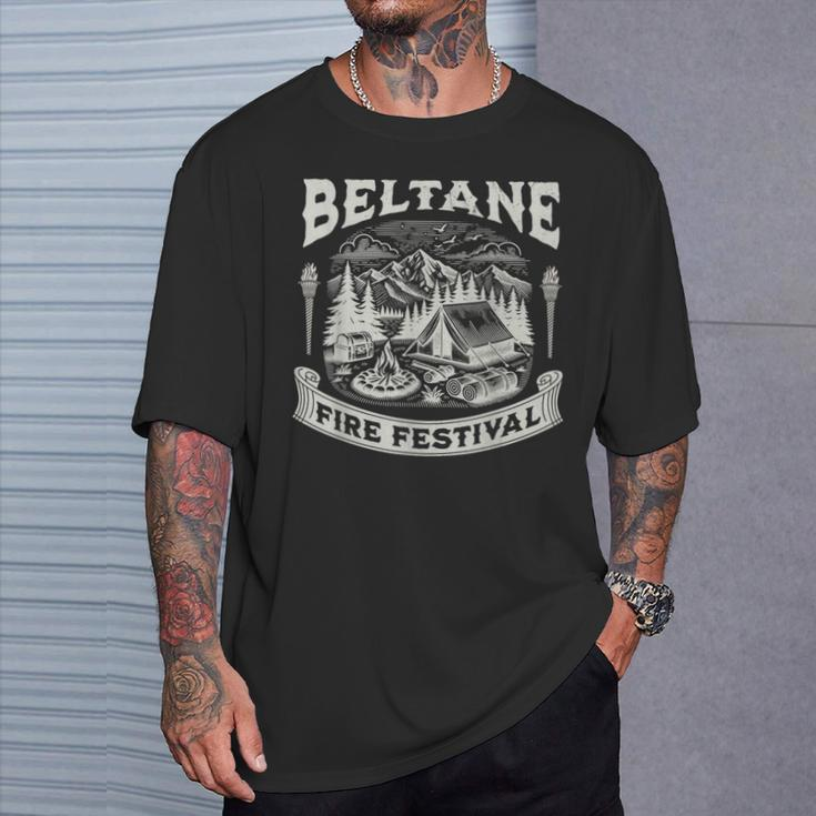 Wiccan Beltane Camping Outdoor Festival Wheel Of The Year T-Shirt Gifts for Him
