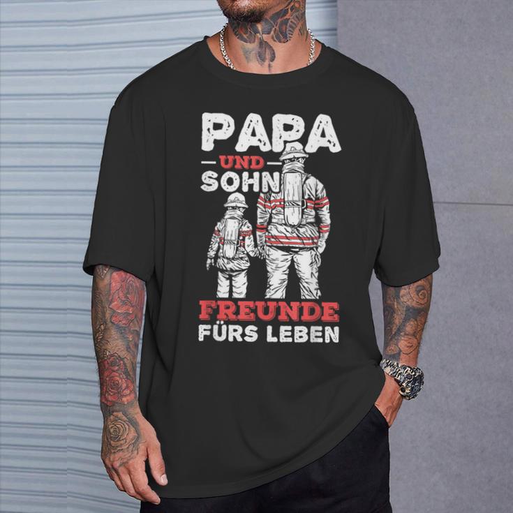 Wie Der Fater So Der Sohn Feuerwehr Papa Und Son T-Shirt Geschenke für Ihn