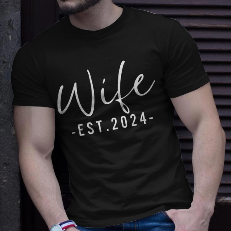 Wife Est 2024 Just Married Honeymoon Wedding Couples T-Shirt Gifts for Him