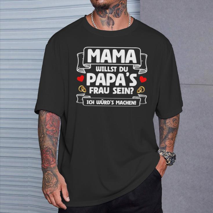 Willst Du Papa's Frau Sein Hochzeitsantrag Marriage Proposal Long-Sleeved T-Shirt Geschenke für Ihn