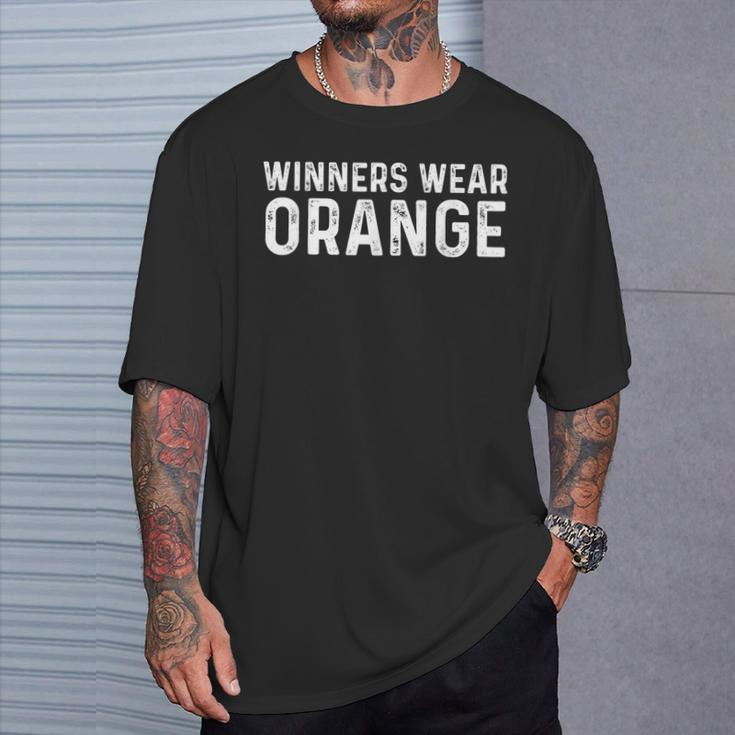 Winners Wear Orange Color War Camp Team Game Competition T-Shirt Gifts for Him