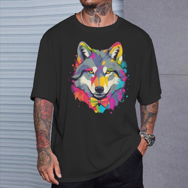 Wolf Gay Pride Lgbt Rainbow Flag On Wolf Lgbtq T-Shirt Gifts for Him