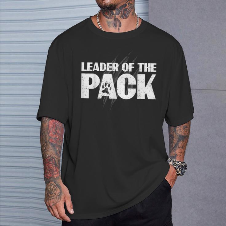 Wolf Pack Leader Of The Pack Paw Print T-Shirt Gifts for Him