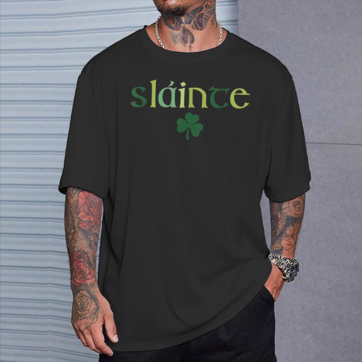 Women's Slainte St Patrick's Day Irish Clover Lucky Vibes T-Shirt Gifts for Him