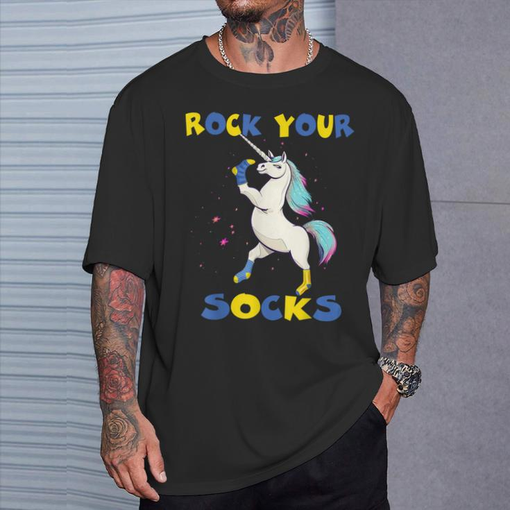World Down Syndrome Day Rock Your Socks Unicorn T-Shirt Gifts for Him