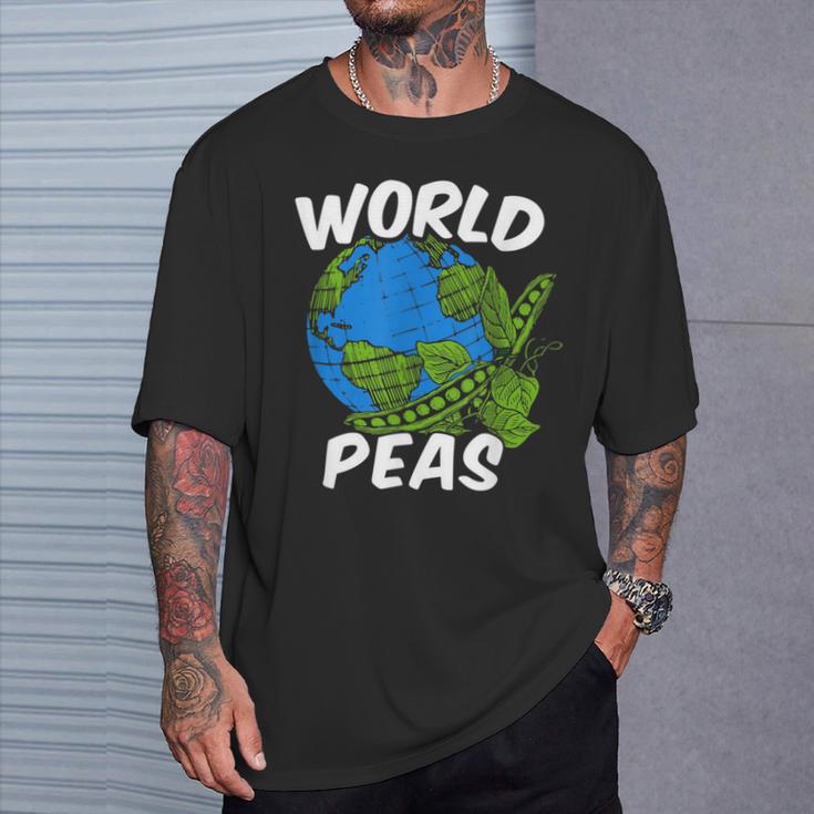 World Peas Pun Peace On Earth Globe Pea Pods T-Shirt Gifts for Him