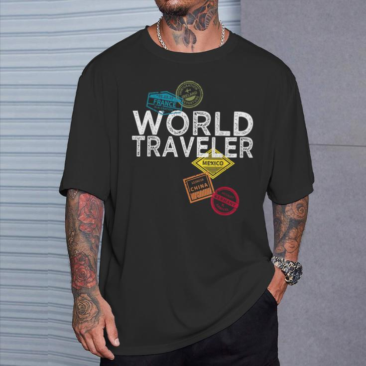 World Traveler Passport Stamp For And Women T-Shirt Gifts for Him